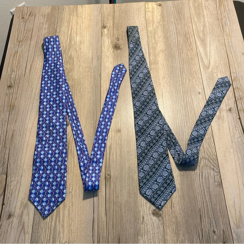 Lot 2 One Aquascutum & One Unbranded Tie Silk Both Made In Italy Aqua Is VTG